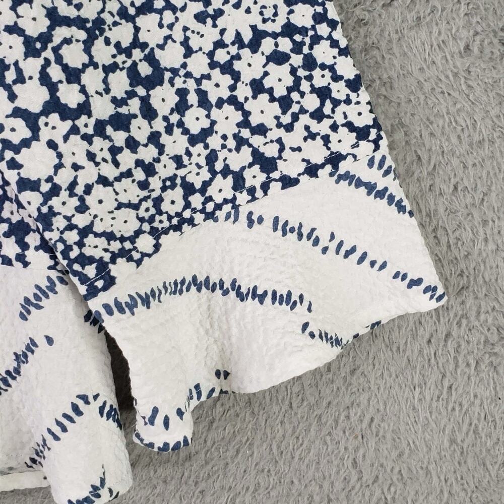 Habitat Button Up Shirt Top Women’s Size Medium M Blue White Floral LS - Picture 5 of 10